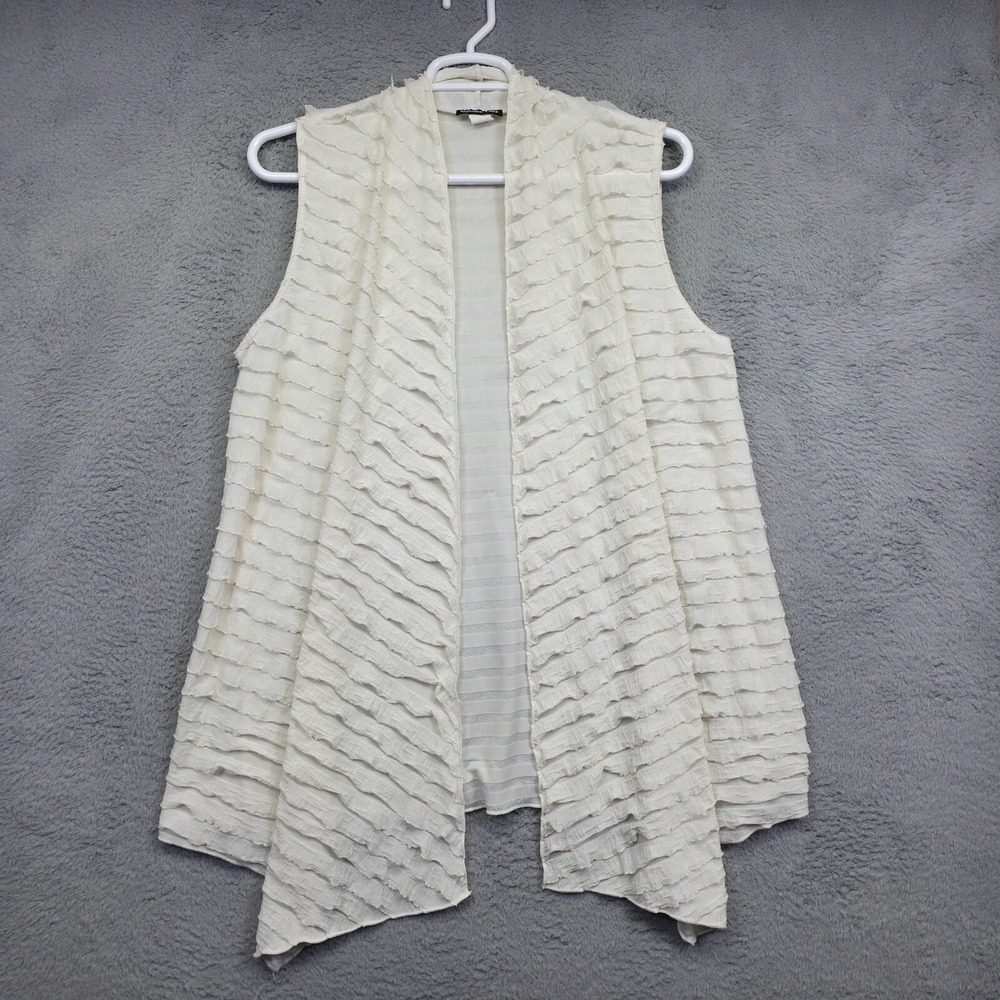VTG Double Take Cardigan Women 2X Tiered Ruffle Asymmetric Vest Y2K Western